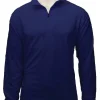 BURKE Quick Dry Long Sleeve Zip Polo - NAVY  - DISCONTINUED STYLE