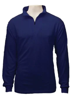 BURKE Quick Dry Long Sleeve Zip Polo - NAVY  - DISCONTINUED STYLE
