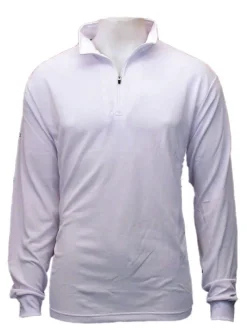 BURKE Quick Dry Long Sleeve Zip Polo - WHITE - DISCONTINUED STYLE