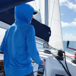 VAIKOBI UV PERFORMANCE HOODED TECH TOP - CYAN